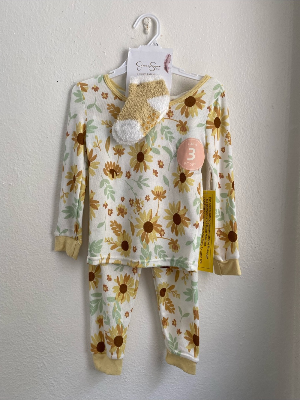Jessica Simpson • Yellow Sunflower Pajama Set with Socks